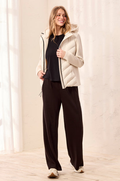 TRIBAL Water Repellent Hybrid Puffer Jacket With Hood In Moonstone
