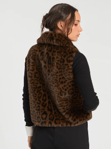 Vilagallo Animal Print Faux Fur Gilet