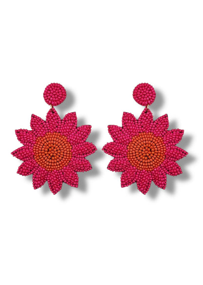 Pink & Orange Sunflower Earrings
