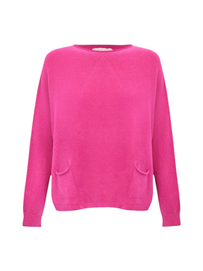 Amazing Woman Jodie Front Pocket Supersoft Knit Jumper In Magenta