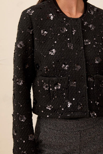 TRIBAL Embellished bolero Jacket In Black