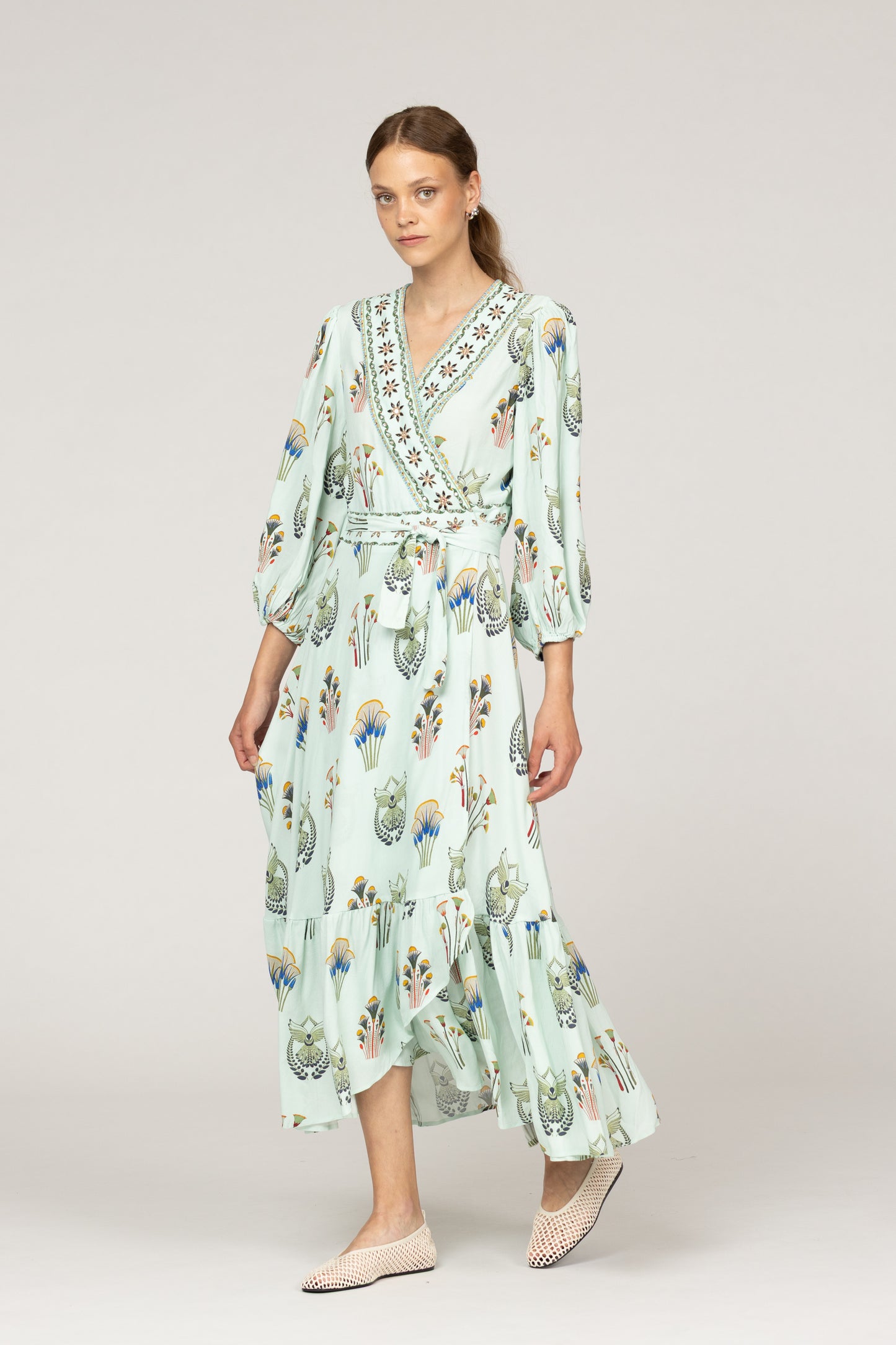 Inoa Wrap Dress With Embellishment - Silk Mix