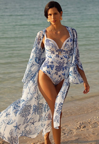 NAIA Beach Barcelona Kaftan In La Mer Print