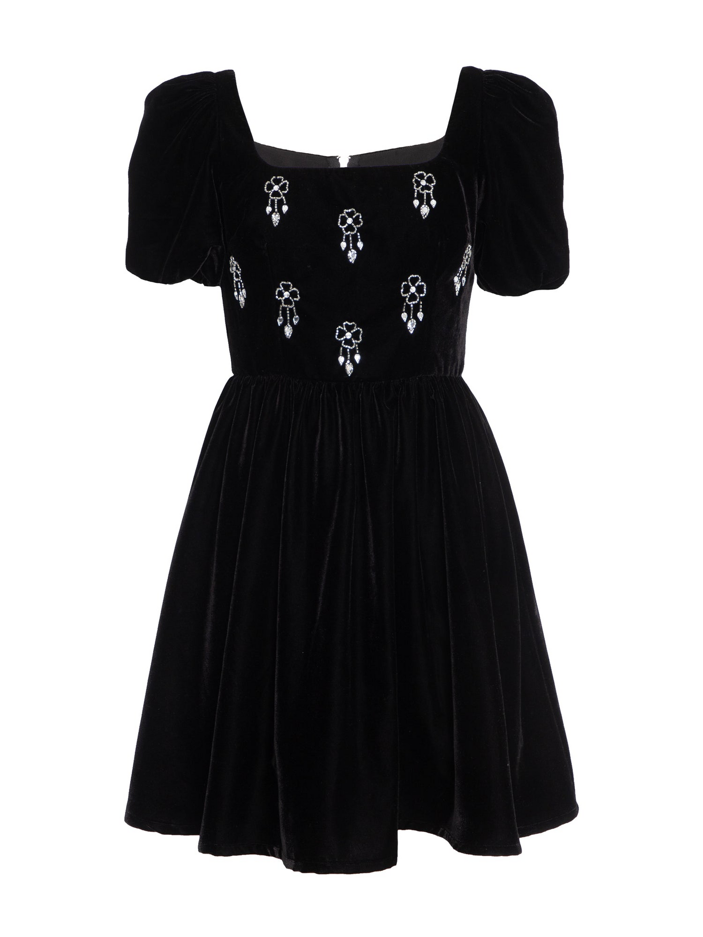 Rose And Nancy Embellished Square Neck Velvet Mini Dress