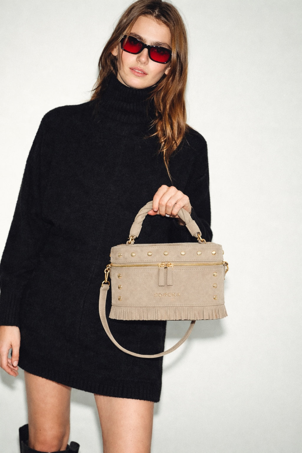 Sorena Suede Terra Tassel Vanity Crossbody Bag