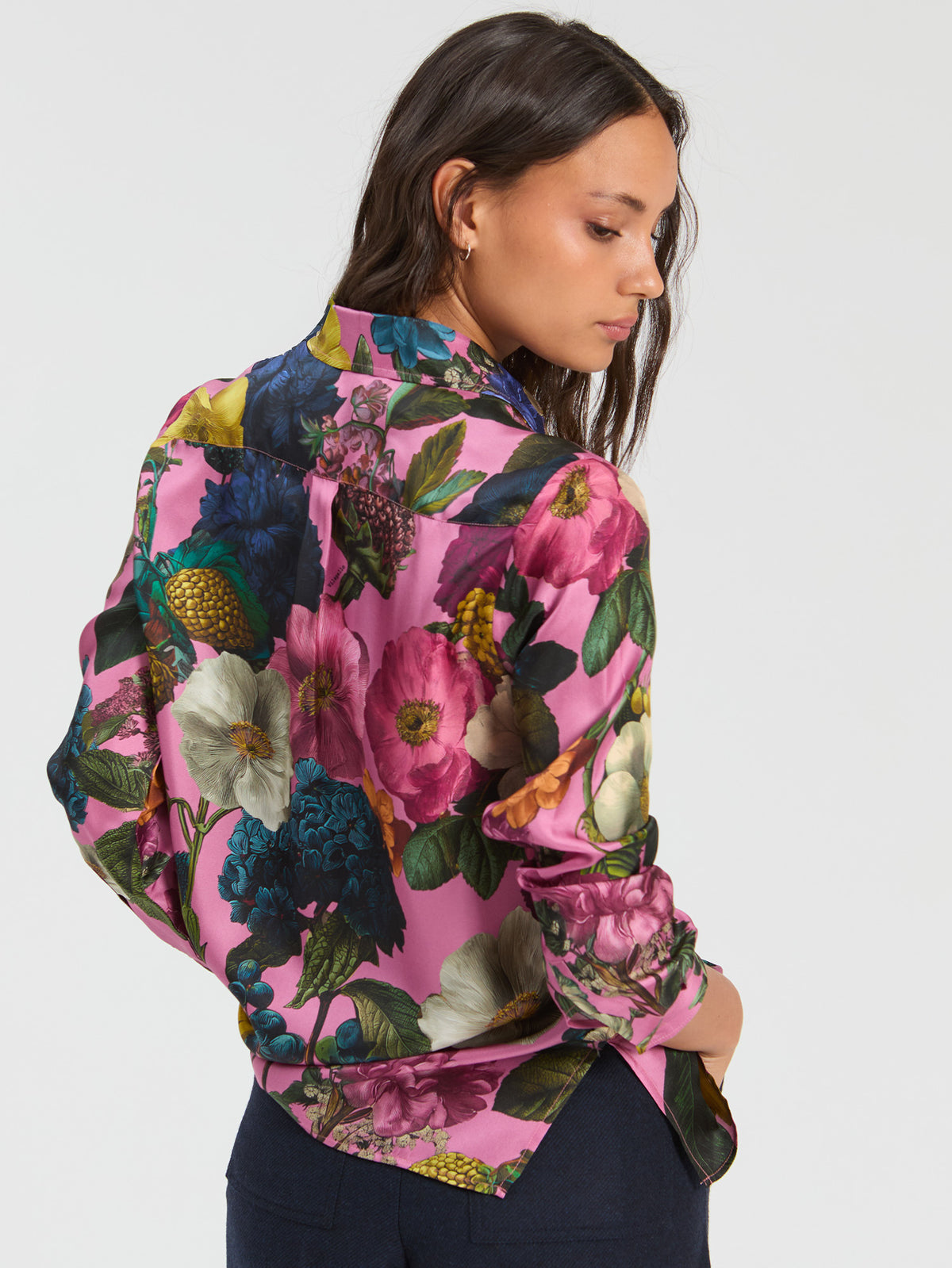 Vilagallo Pink Floral Silk Shirt
