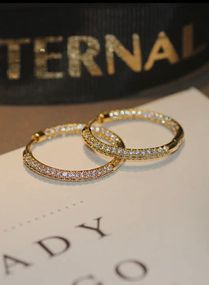 Diamanté Hoop Earrings In Gold