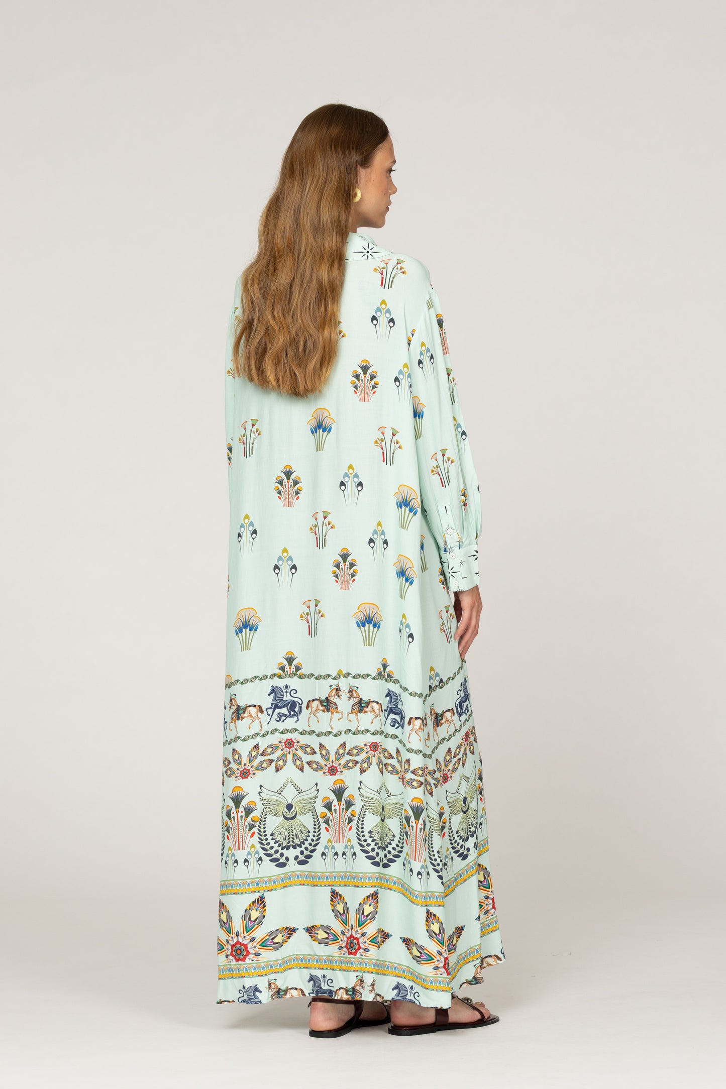 INOA Mix Silk Pistacia Pina Dress With Belt