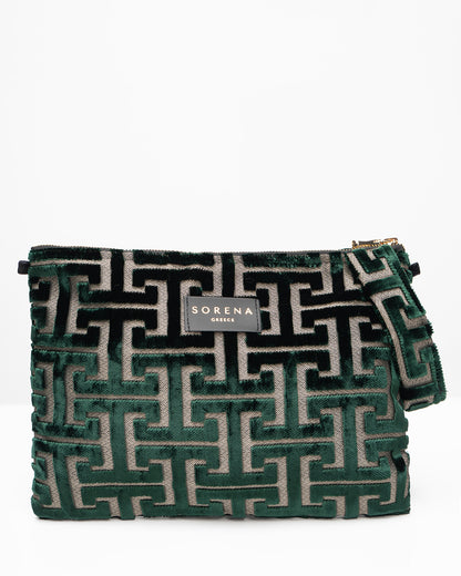 Sorena Nafsika Green Clutch Bag With Chain