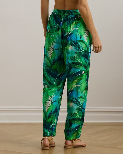 Ralph Lauren Palm-Front Print Wide Leg Trousers