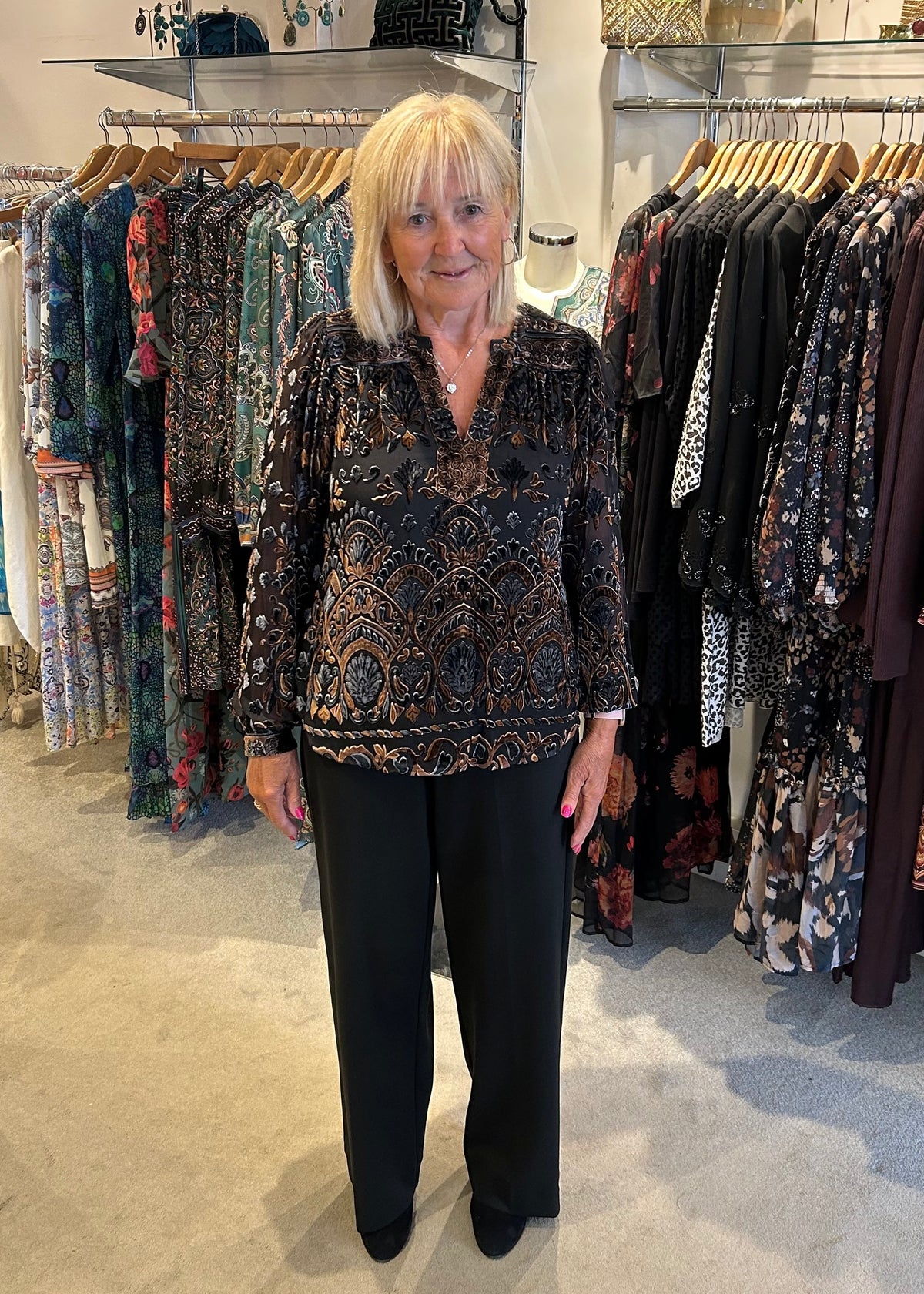 Hale Bob Silk & Velvet Devore Blouse