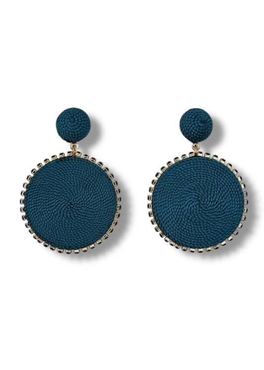 Teal Woven Crystal Earrings
