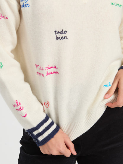 Vilagallo Cream Words Sweater