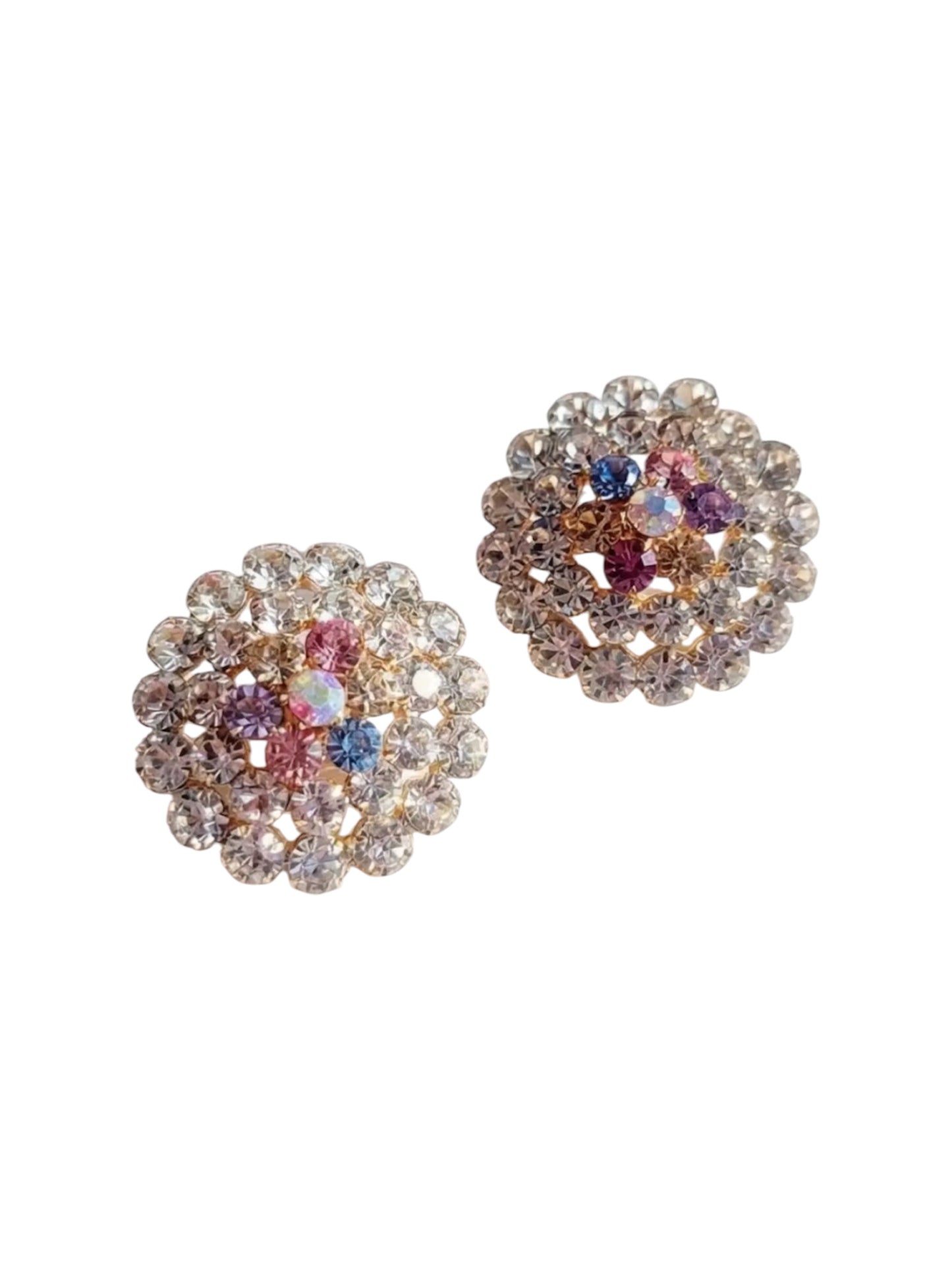 Clip On Crystal Flower Earrings