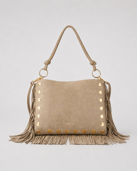 Sorena Simona Suede Tassel Bag In Natural
