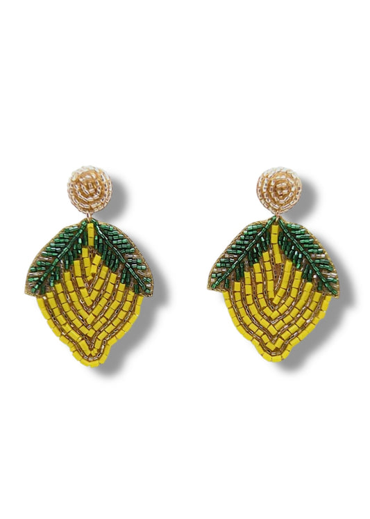 Lemon Beaded Earrings