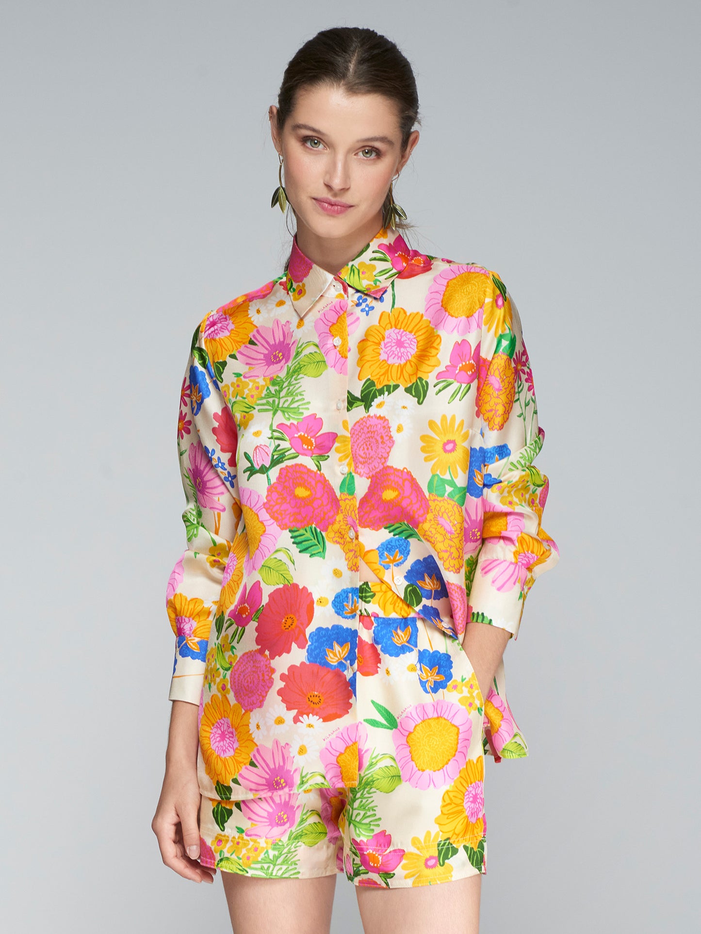 Vilagallo Floral Silk Shirt