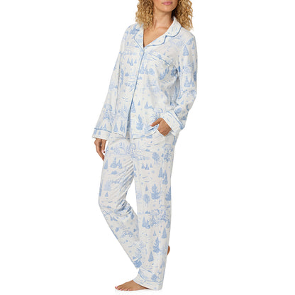 Bedhead Blue & White Winter Print Cotton Pyjamas