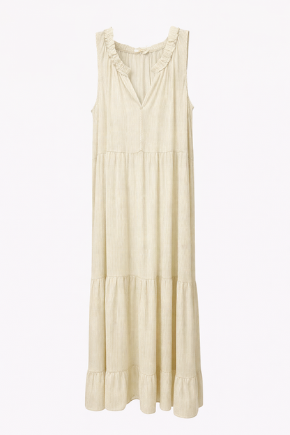 Sleeveless Midi Dress Stone Pinstripe