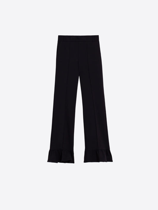 Vilagallo Ruffle Bottom Black Trousers