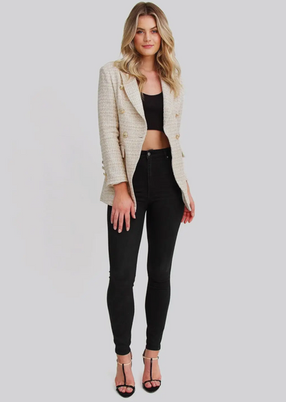 Belle & Bloom Textured Weave Blazer In Cream
