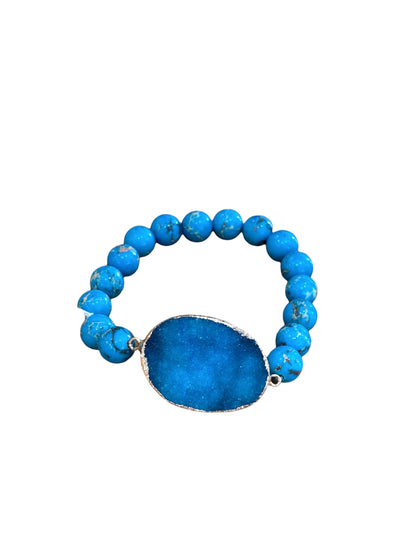 Blue Big Stone Charm Beaded Bracelet (Copy)