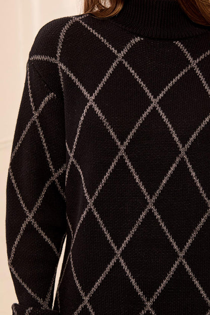 TRIBAL Black Dimond Print Jumper Dress
