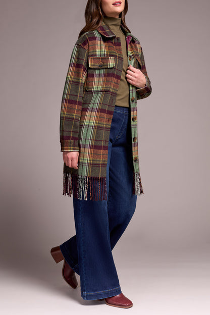 Tribal Check Tassel Shacket