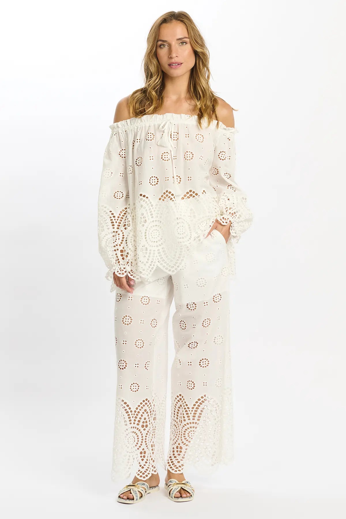 Miss June Rina Trousers In White