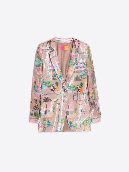 Vilagallo Multicolored California print sequin Blazer