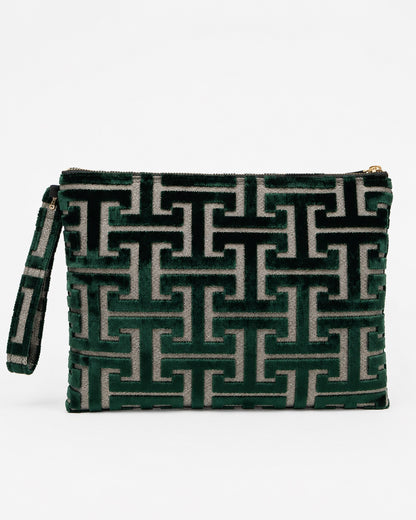 Sorena Nafsika Green Clutch Bag With Chain