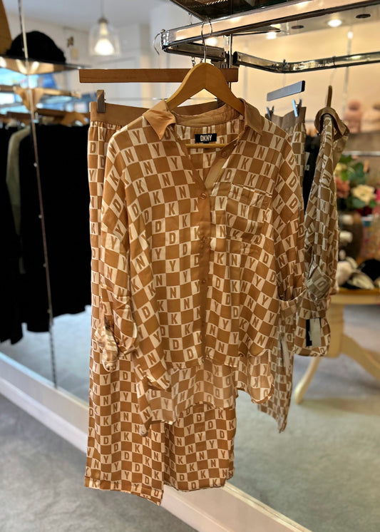 DKNY Geometric Satin Pyjama Set