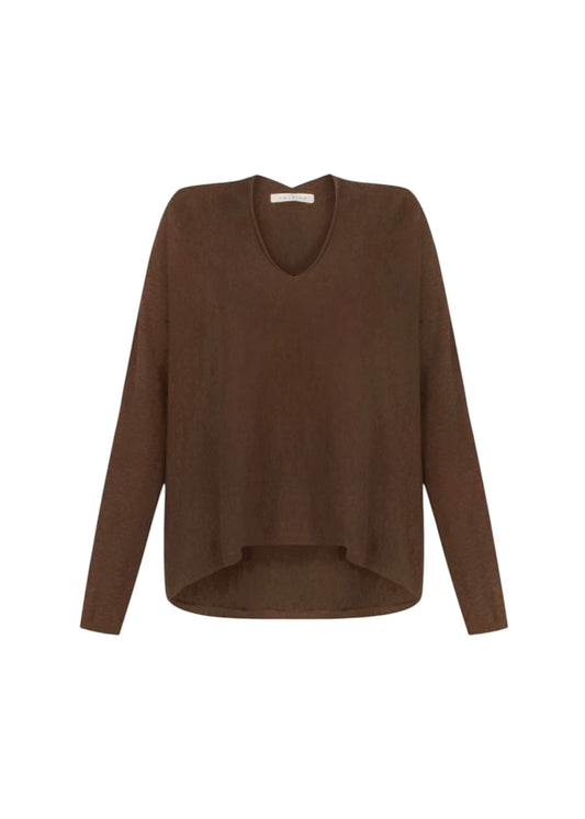 Mika Boxy Fine Knit Jumper In Espresso