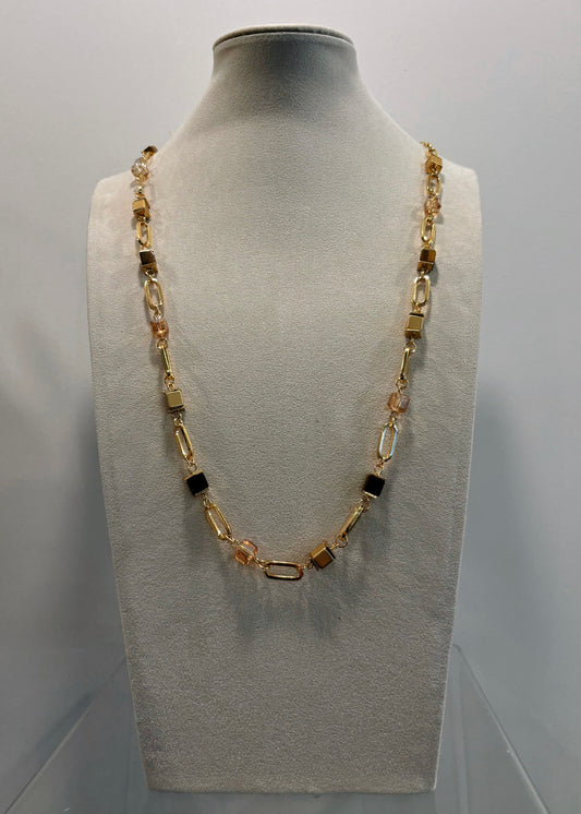 Cube Jewelled Long Necklace