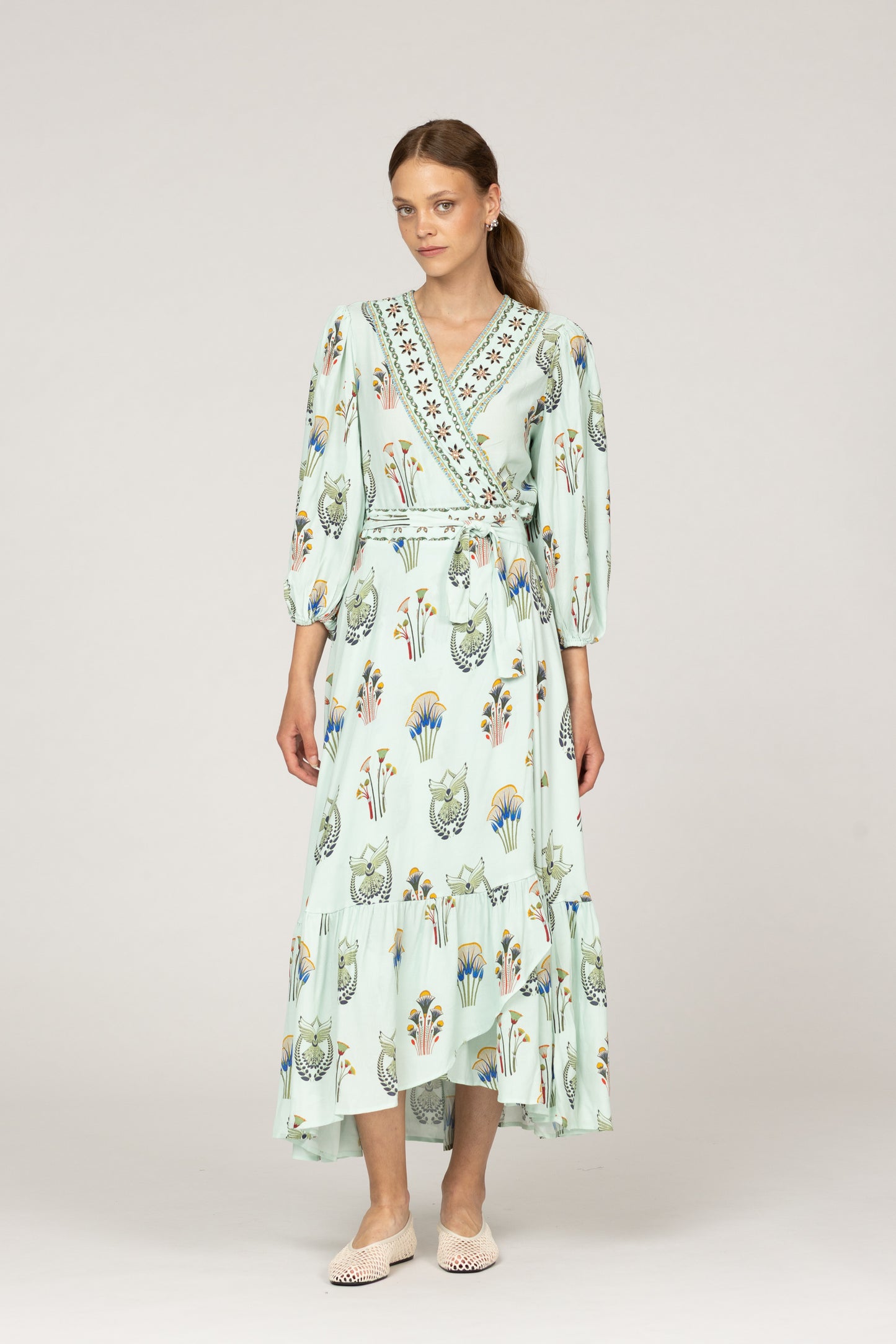 Inoa Wrap Dress With Embellishment - Silk Mix