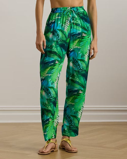 Ralph Lauren Palm-Front Print Wide Leg Trousers