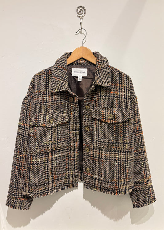 Tribal Cropped Tweed Look Jacket
