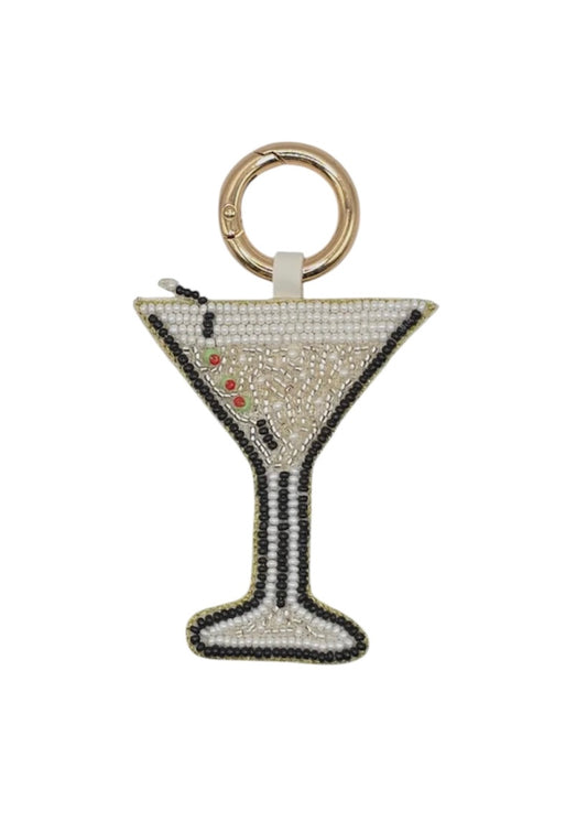 Martini Cocktail Beaded Keyring