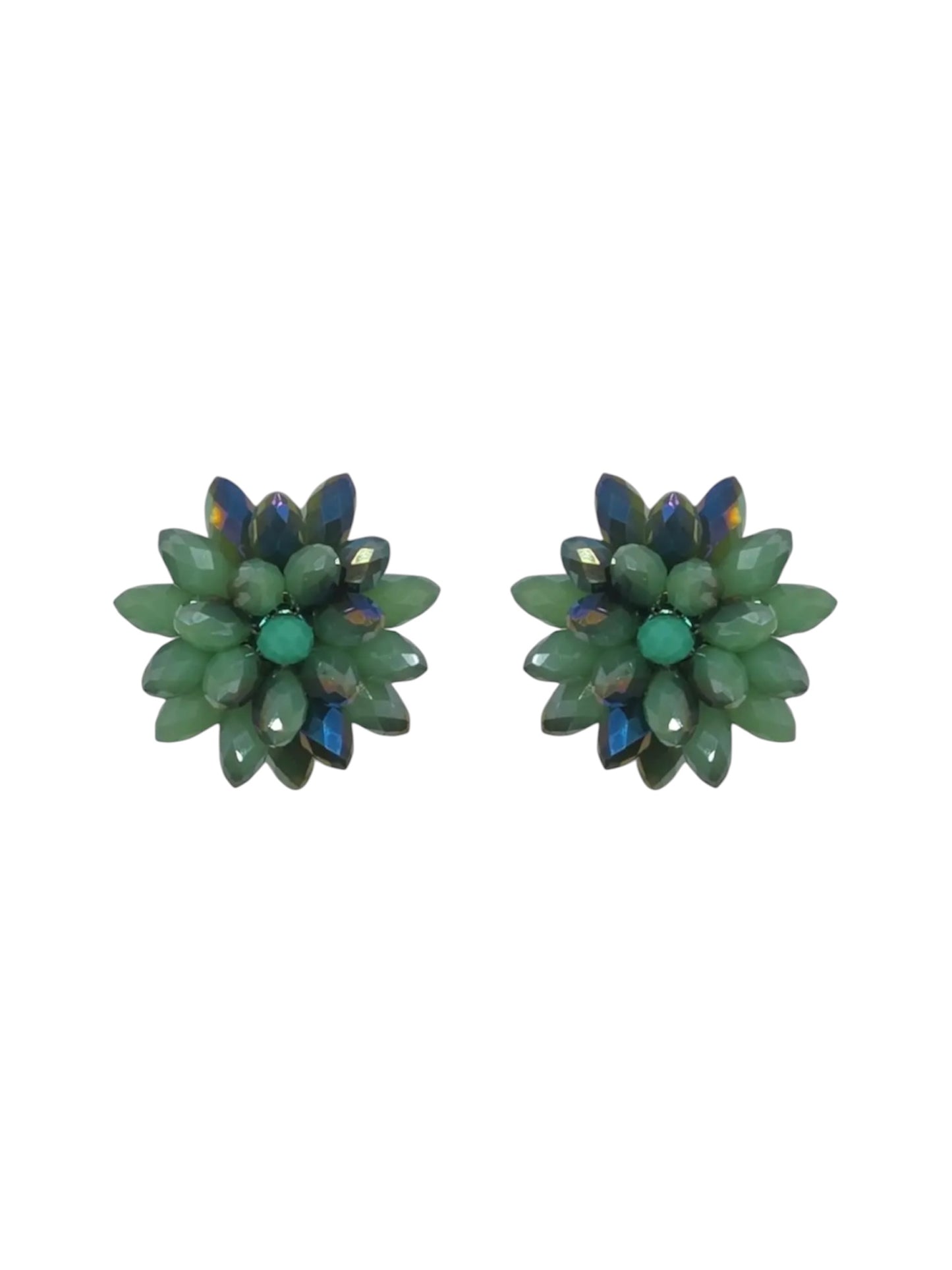 Clip On Fiesta Bloom Stud Clip On Earrings In Jade