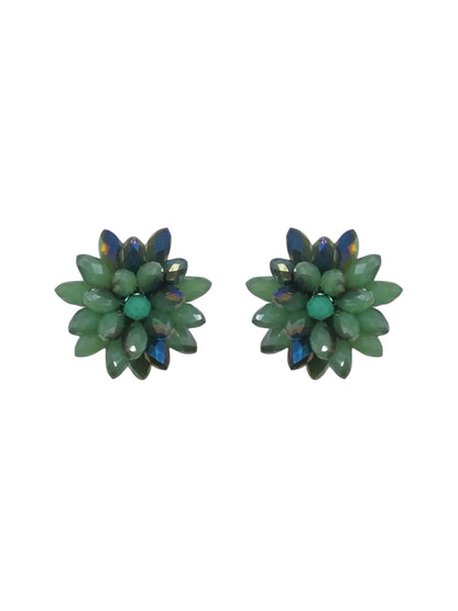 Clip On Fiesta Bloom Stud Clip On Earrings In Jade