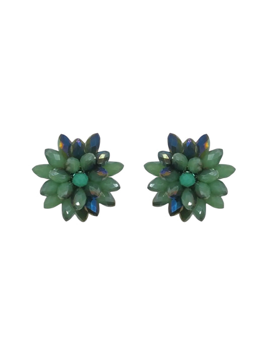 Clip On Fiesta Bloom Stud Clip On Earrings In Jade