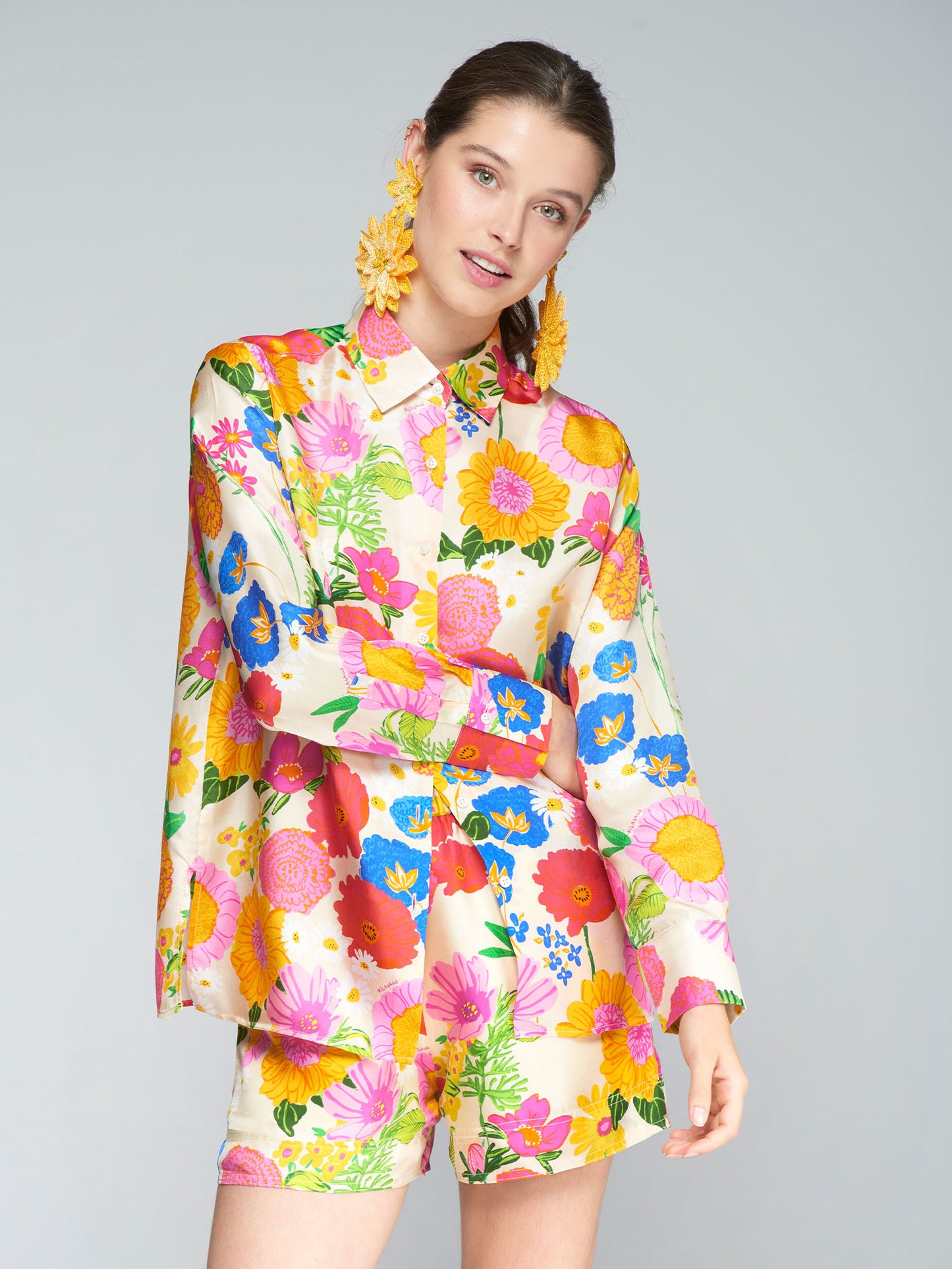 Vilagallo Floral Silk Shirt