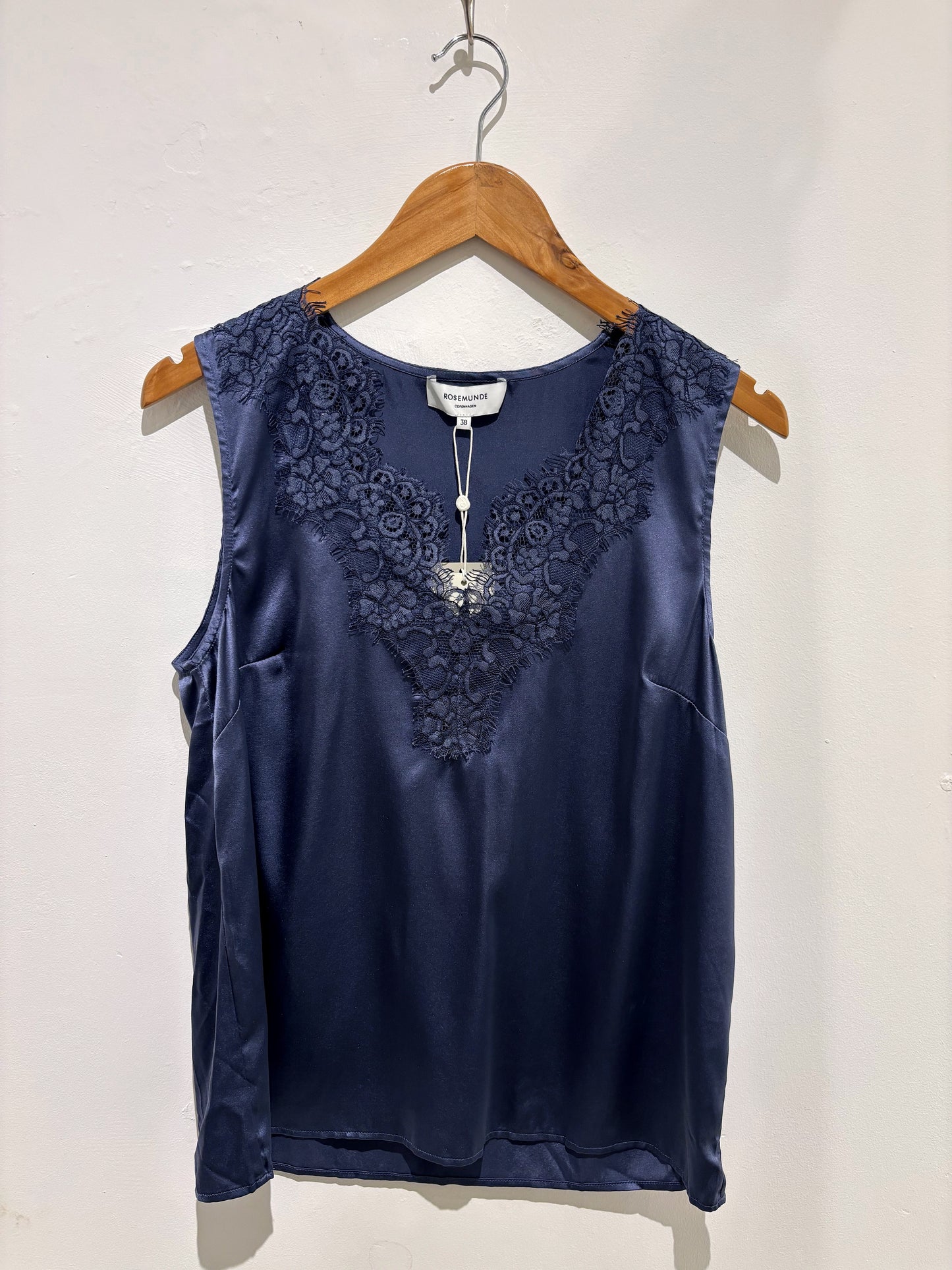 Rosemunde Silk & Lace Top In Blue