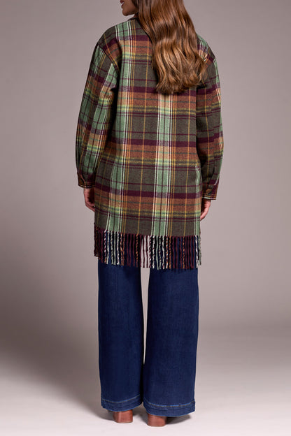 Tribal Check Tassel Shacket