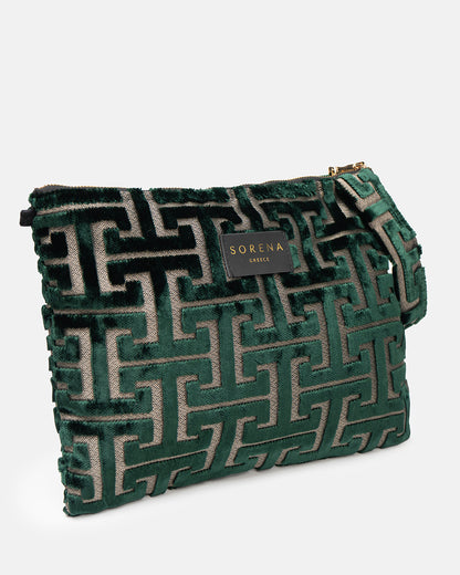 Sorena Nafsika Green Clutch Bag With Chain