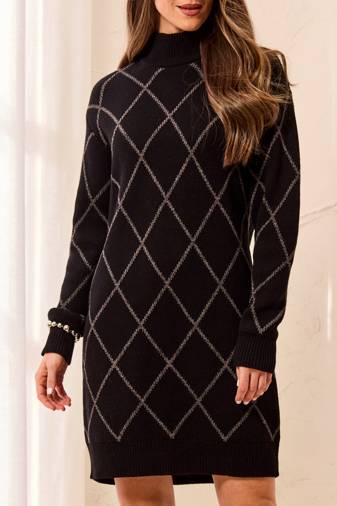 TRIBAL Black Dimond Print Jumper Dress