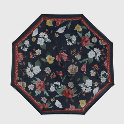 Vintage Rose Garden Upside Down Umbrella in Black