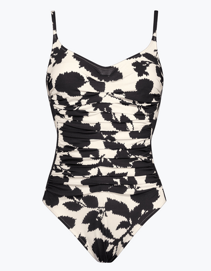 Maryan Mehlhorn Florascape Ruched Underwired Swimsuit - Cream Black