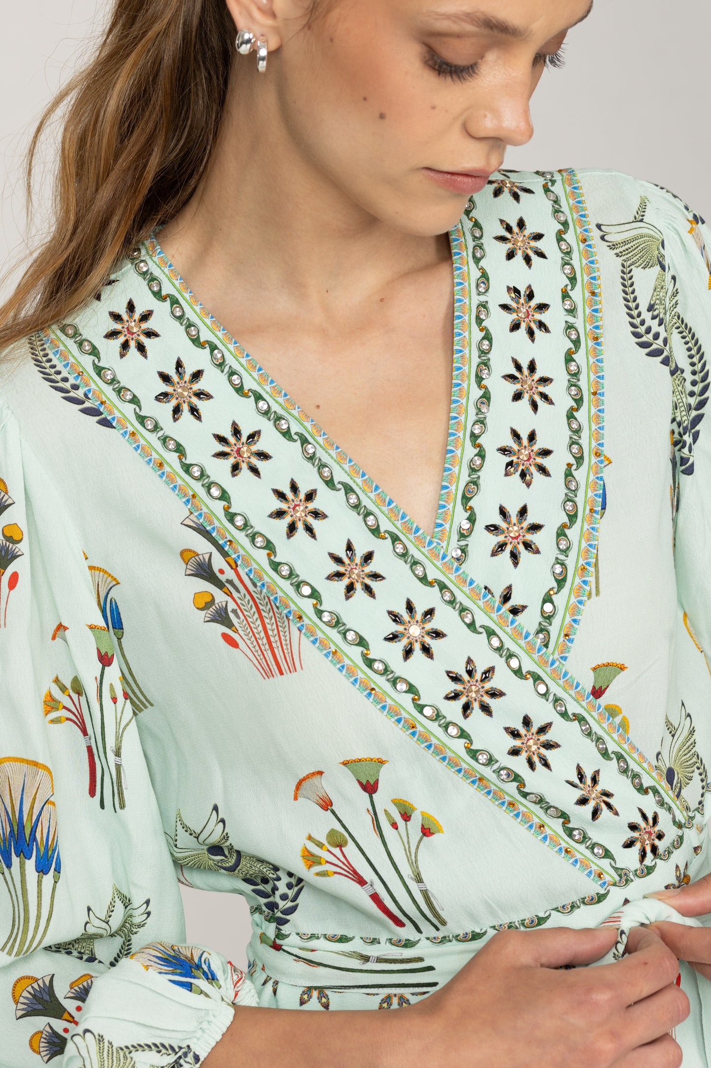 Inoa Wrap Dress With Embellishment - Silk Mix