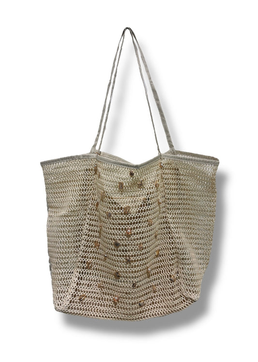 Sea Shell Net Beach Bag In Cream